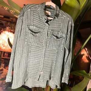Mossy Green Textured Shirt, small